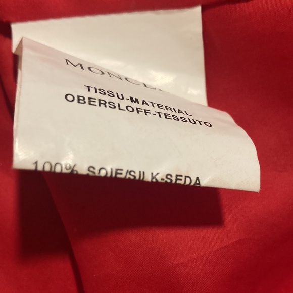 MONCLER vintage red silk long windbreaker - Picture 9 of 13